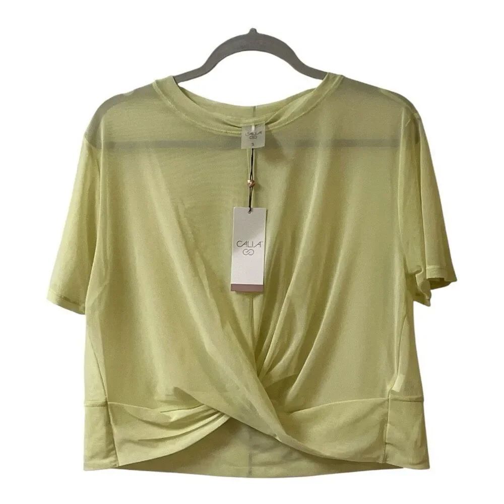 Calia NWT sheer mesh top with twisted front light green small